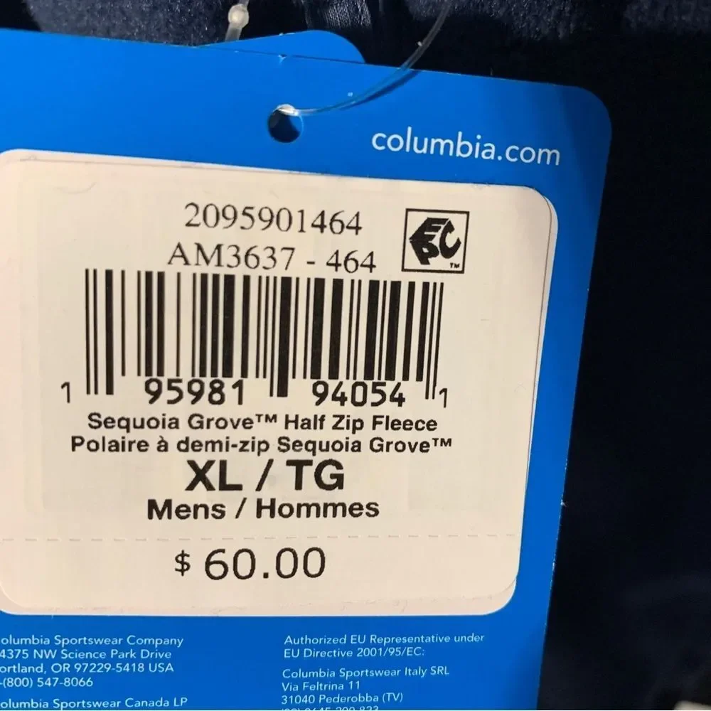 Columbia Men's Sequoia Grove Half Zip Fleece Size XL Navy Blue New - Picture 4 of 7